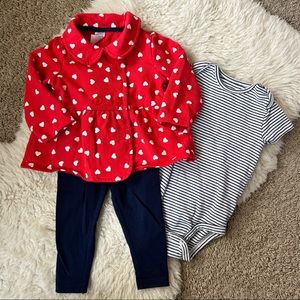 Carter’s ❤️ 3-piece Heart Outfit | 18 mo | Baby Girls